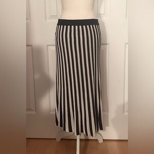 Michael Kors Black and Cream Vertical-Stripe A-Line Skirt